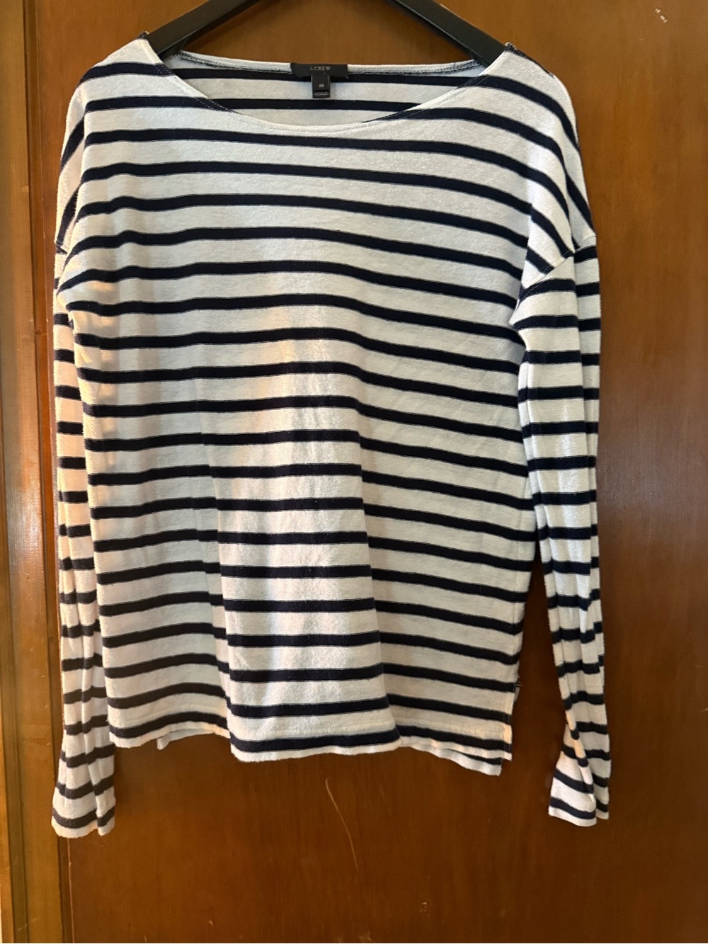 J. Crew Women’s Navy and White Striped Lightweight Sweater